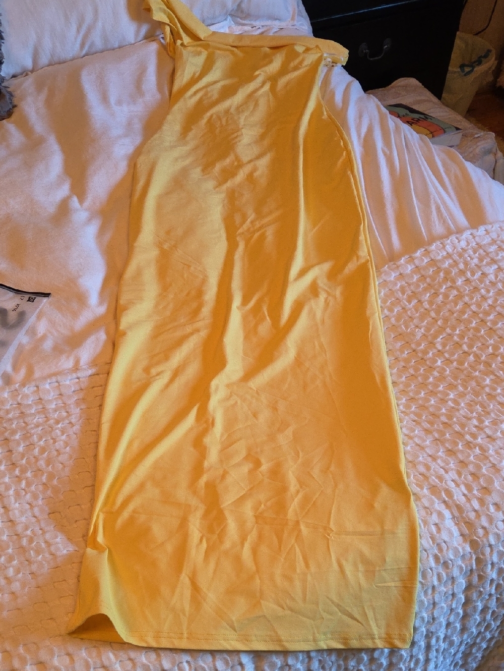 SHEIN Yellow One-Shoulder Maxi Dress